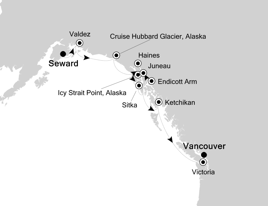 Alaska Cruise Itinerary Map